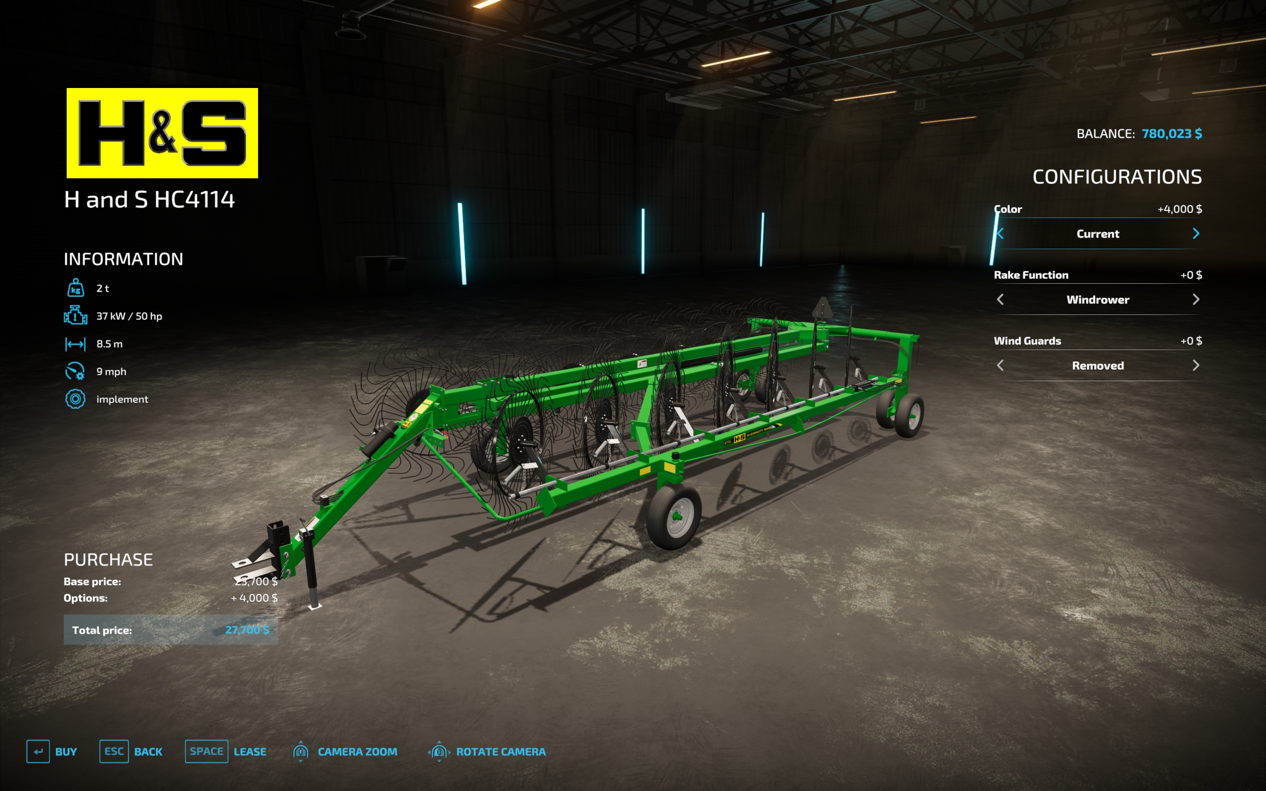 Screenshot 9 for FS22/FS25 H&S HC4114 Hay Rake