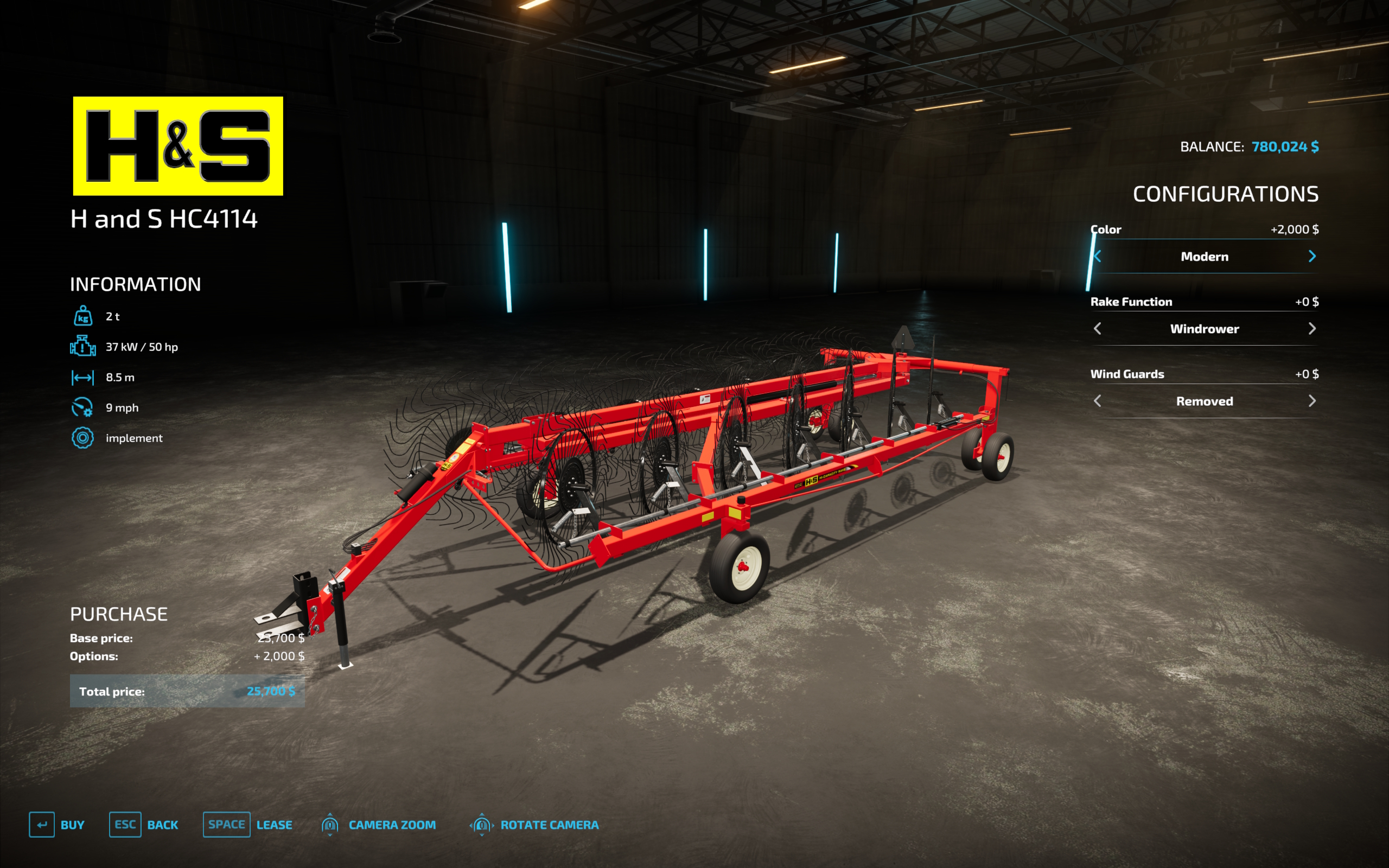 Screenshot 8 for FS22/FS25 H&S HC4114 Hay Rake