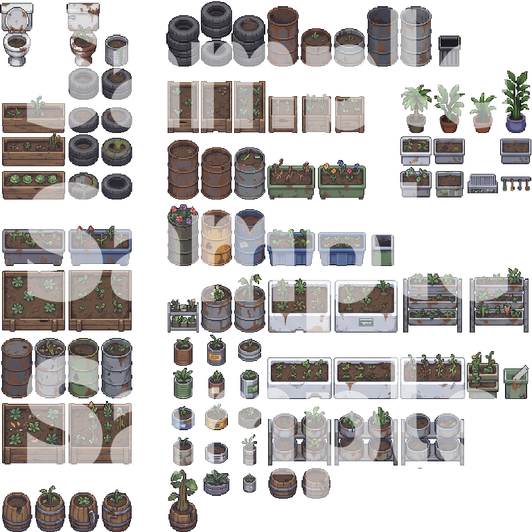 Post-Apocalyptic Wasteland Survival Farm Tileset by Cute SCKR