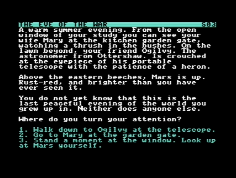 Screenshot 4 for The War of the Worlds (C64)