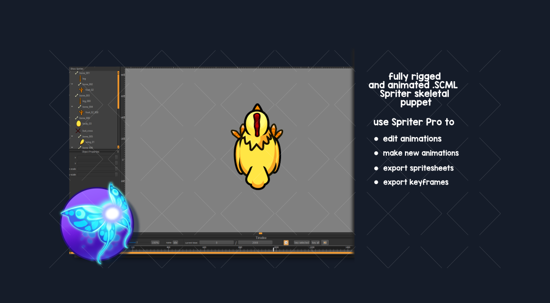 Top down animated chicken 2d game sprite by Robert Brooks ...