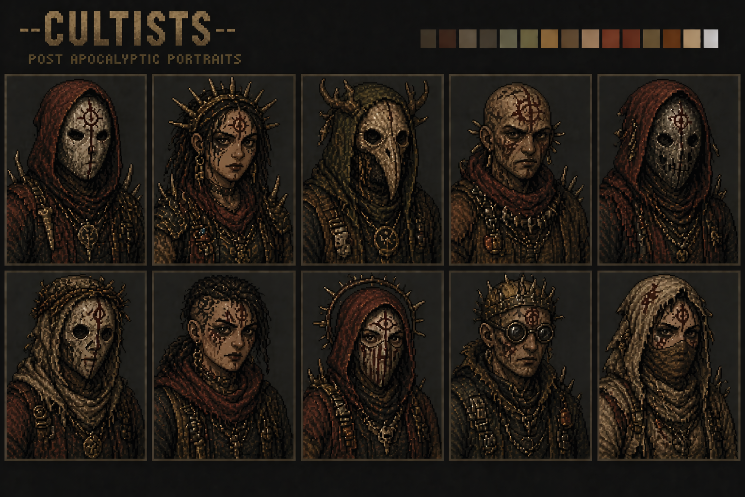 Post-Apocalyptic Pixel Portrait Pack by Tiny Sprite Studios