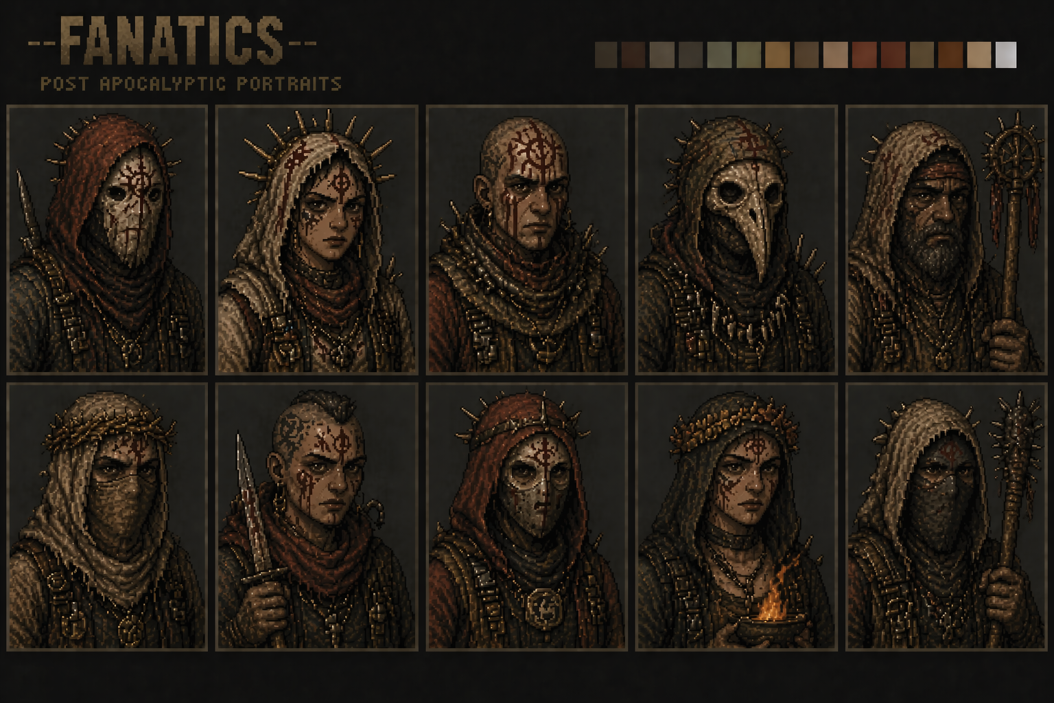 Post-Apocalyptic Pixel Portrait Pack by Tiny Sprite Studios