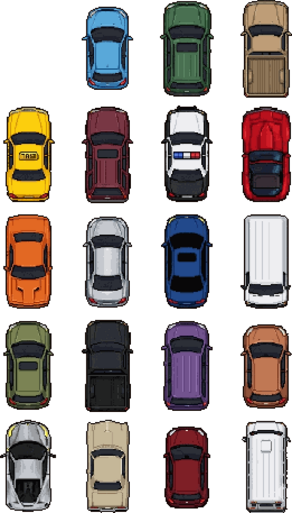Pixel Cars Collection 100+ Cars & Vehicles Pixel Art Pack by Seveneves.ai