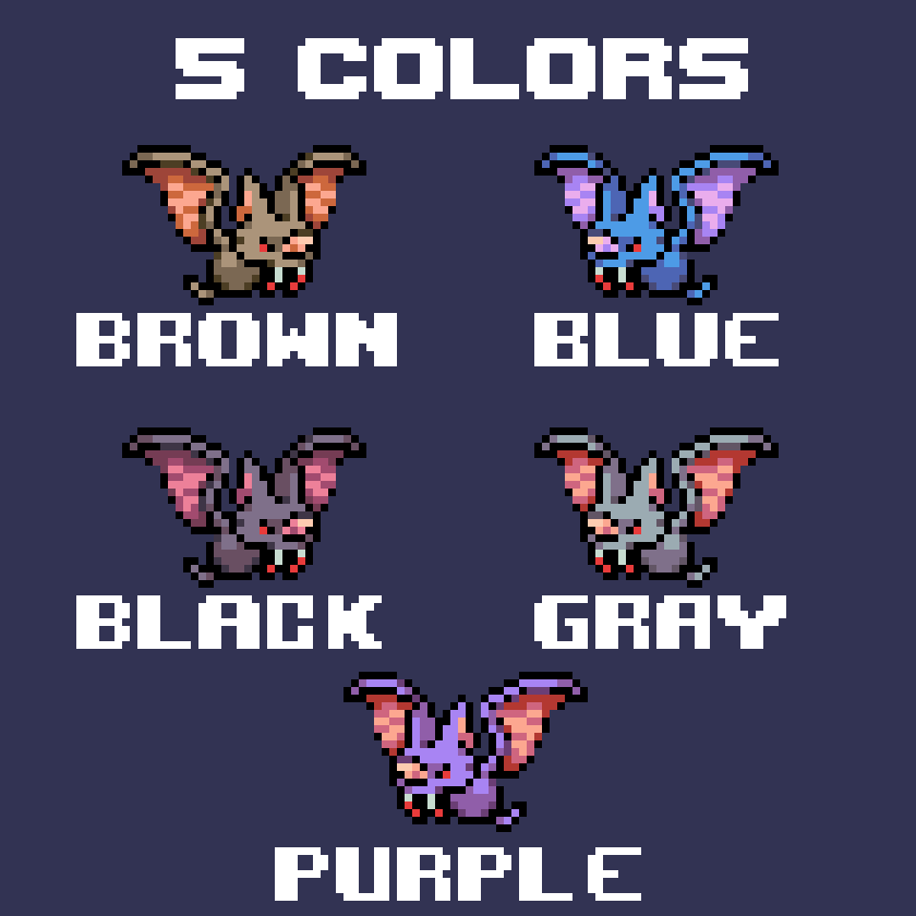 Bat Fish Pixels Bat | Pixel Monsters Vol. 9 by elesrech