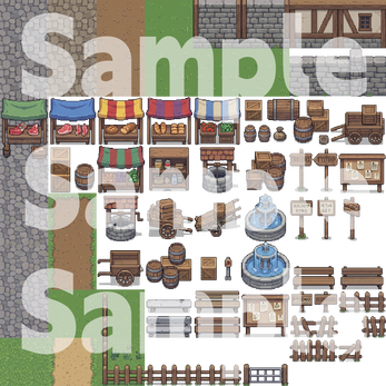 Medieval Fantasy Town Pixel Art Tileset Pack by Cute SCKR