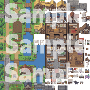 Medieval Fantasy Town Pixel Art Tileset Pack by Cute SCKR