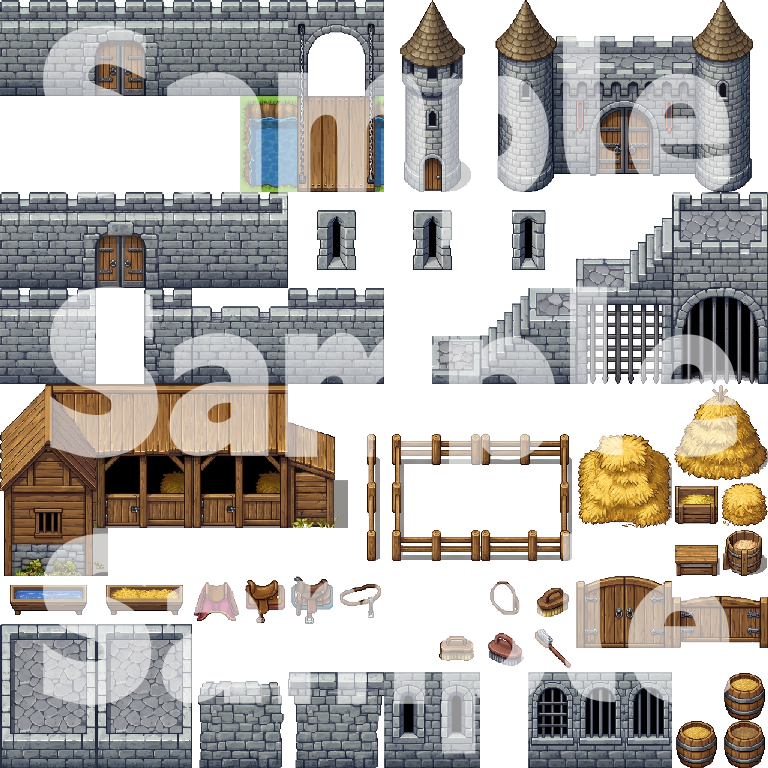 Medieval Fantasy Town Pixel Art Tileset Pack by Cute SCKR