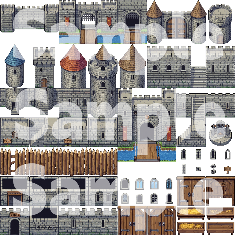 Medieval Fantasy Town Pixel Art Tileset Pack by Cute SCKR
