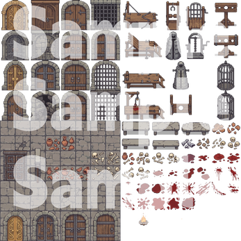 Medieval Fantasy Dungeon & Prison Pixel Art Tileset Pack by Cute SCKR