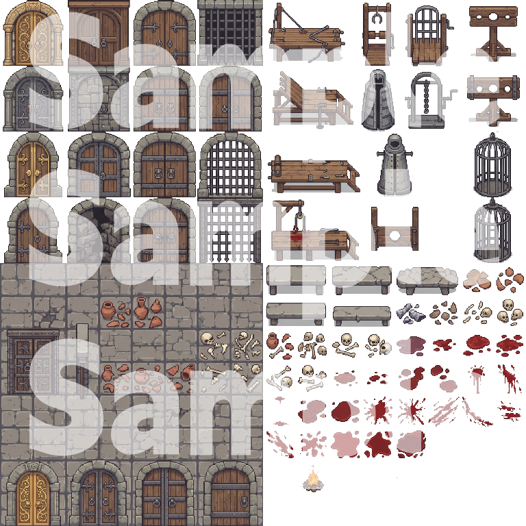 Medieval Fantasy Dungeon & Prison Pixel Art Tileset Pack by Cute SCKR