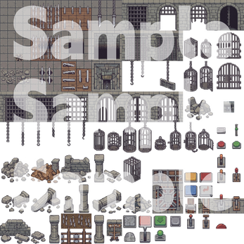 Medieval Fantasy Dungeon & Prison Pixel Art Tileset Pack by Cute SCKR