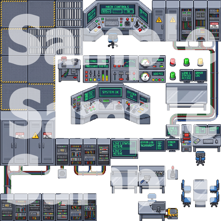 Factory Pixel Simple Modern Industrial Factory Pixel Art Tileset Pack by Cute SCKR