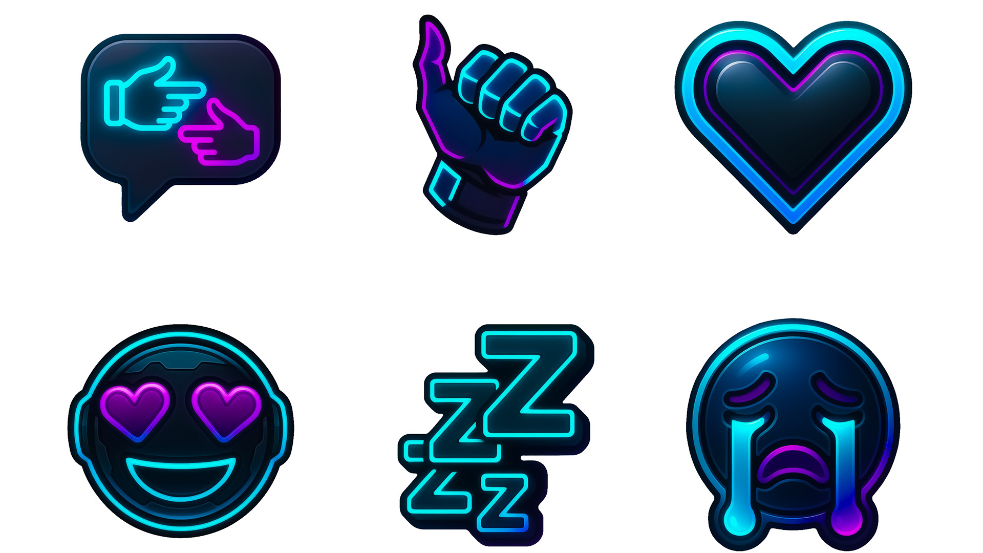 Cyberpunk Neon UI — EMOTES & SOCIAL Vol. 6 by Aura Design Assets