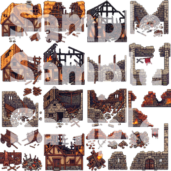Medieval Battlefield & Ruins Pixel Art Tileset Pack by Cute SCKR