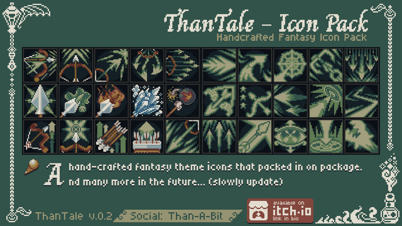 ThanTale v0.3 - 32x32 Pixel Art Icons by Thanabits