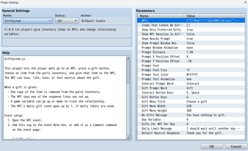 Complete Gift System for RPG Maker MZ by BitQuest Studio