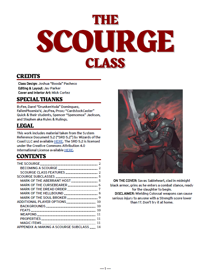 Screenshot 3 for THE SCOURGE CLASS - DND 5.5E