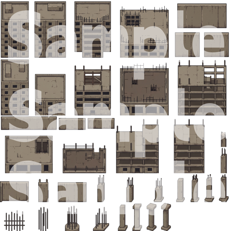 Modern Construction Site Pixel Art Tileset Pack by Cute SCKR