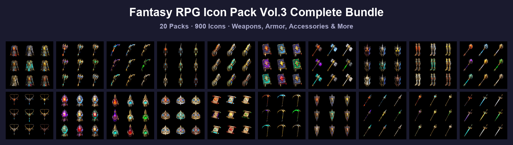 Iconic Rp Overlay Fantasy RPG Icon Pack Vol.3 Complete Bundle — 900 Icons / 20 Packs by ...