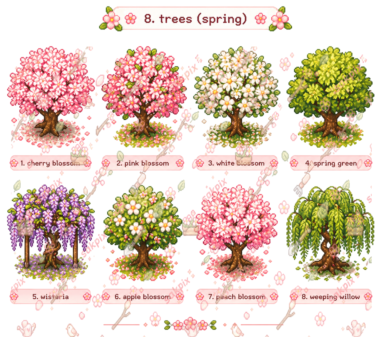 Cozy Spring Asset Pack Top Down Pixel Art Tileset (300+ Assets) 🌸 by SakPix