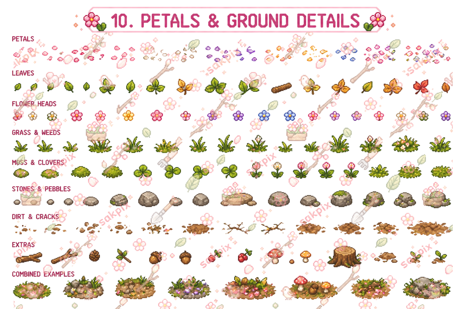 Cozy Spring Asset Pack Top Down Pixel Art Tileset (300+ Assets) 🌸 by SakPix