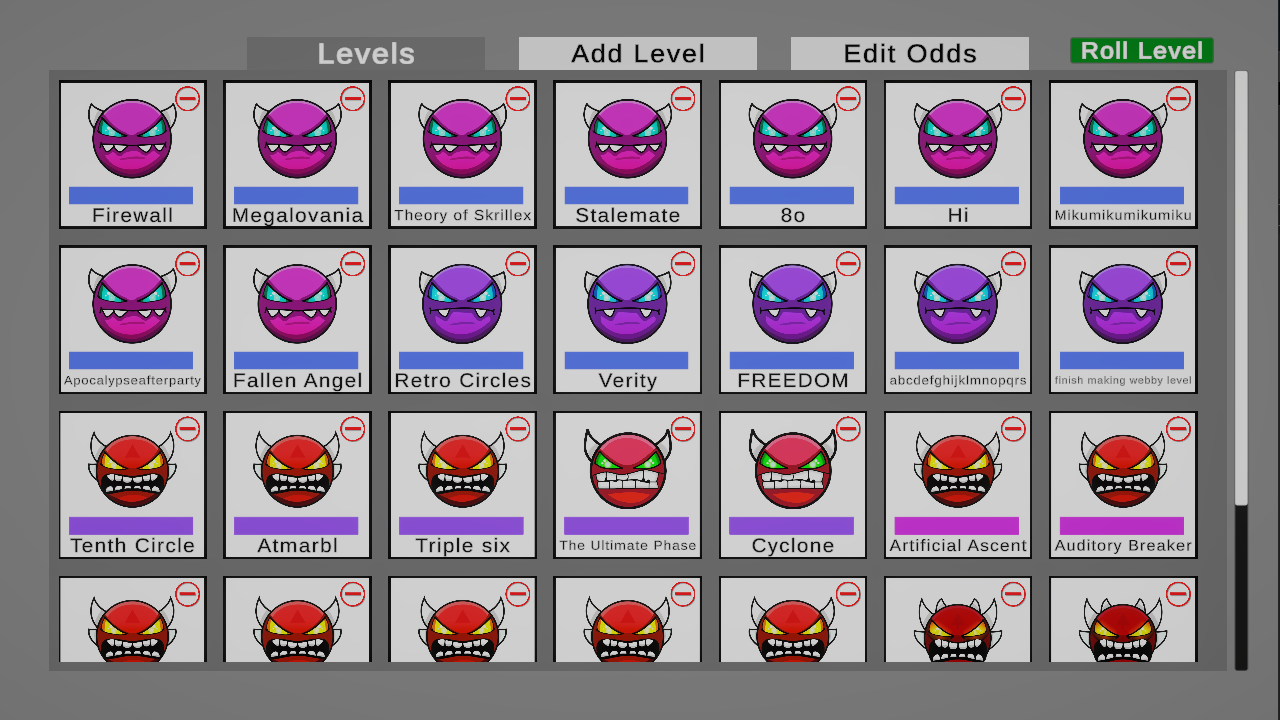 Geometry Dash Level Wheel by NickyNoo
