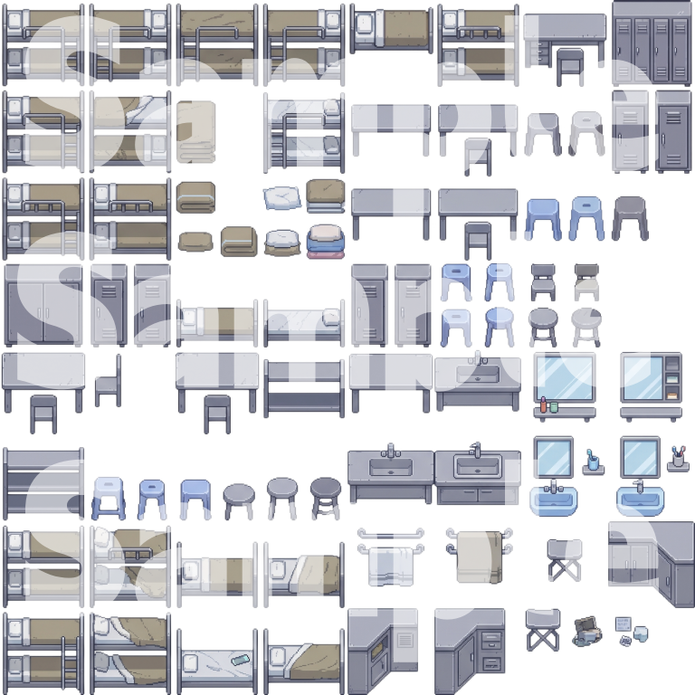 Modern Prison Pixel Art Tileset Pack by Cute SCKR