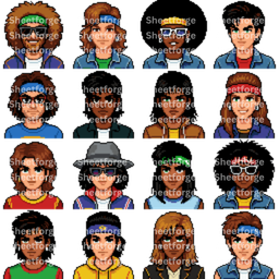 96 Retro 80s Portraits Mega Pack – 64x64 Pixel Art NPC Avatars by Sheet ...