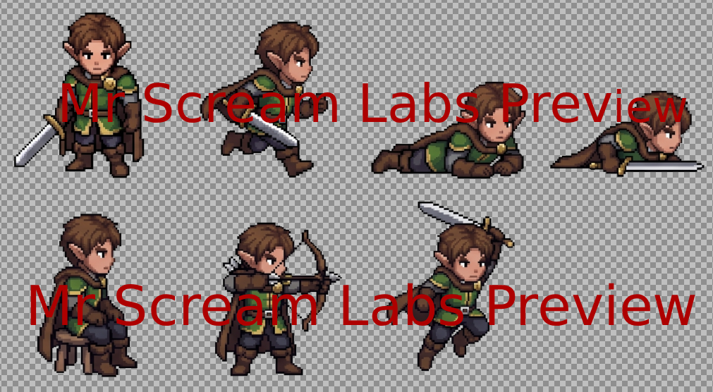 16-Bit Hd Elf Hero 45 Poses! PNG, - 16-Bit HD Elf Hero - 45 Different ...