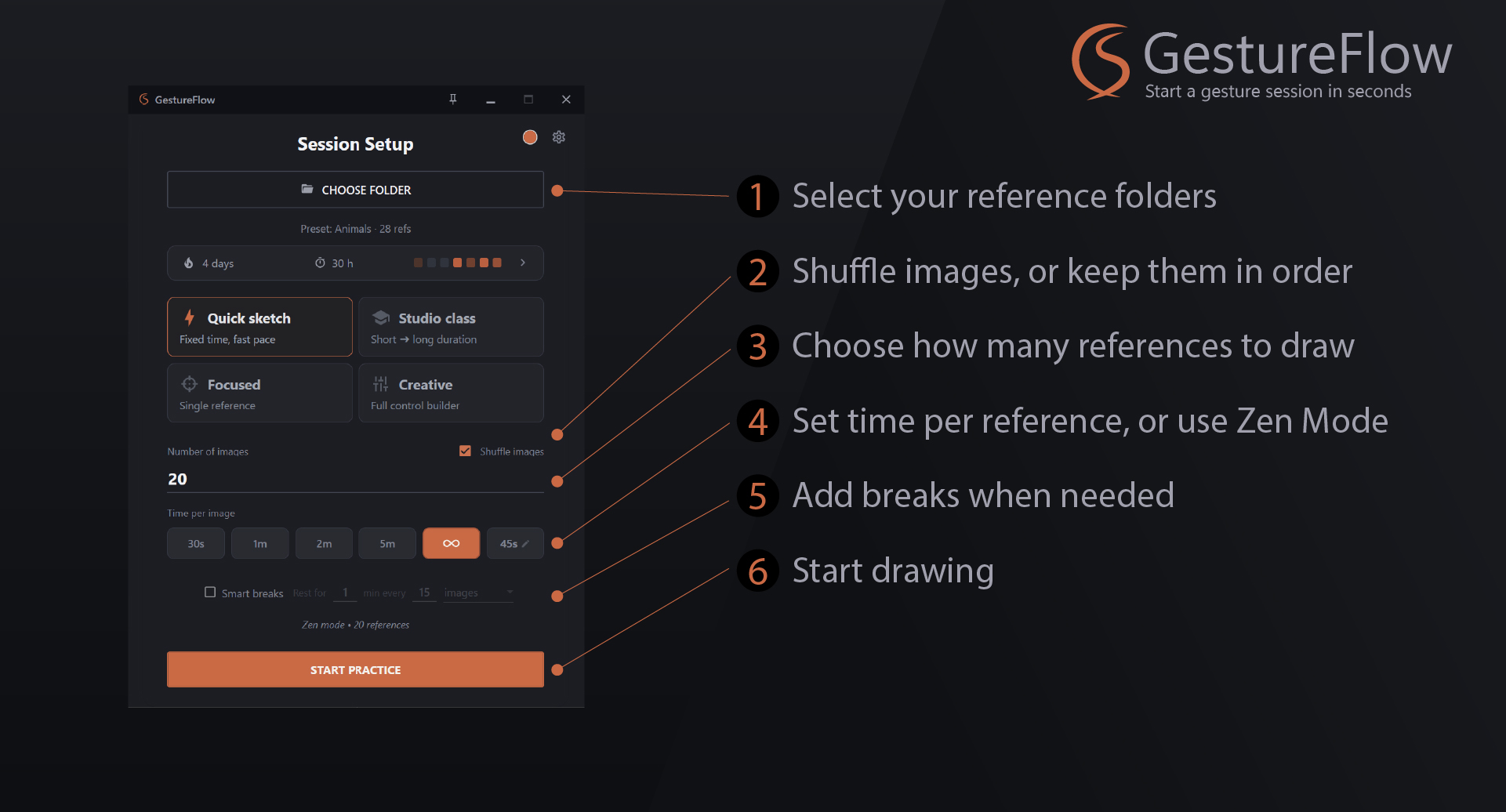 Screenshot 3 for GestureFlow - Gestures and References Practice