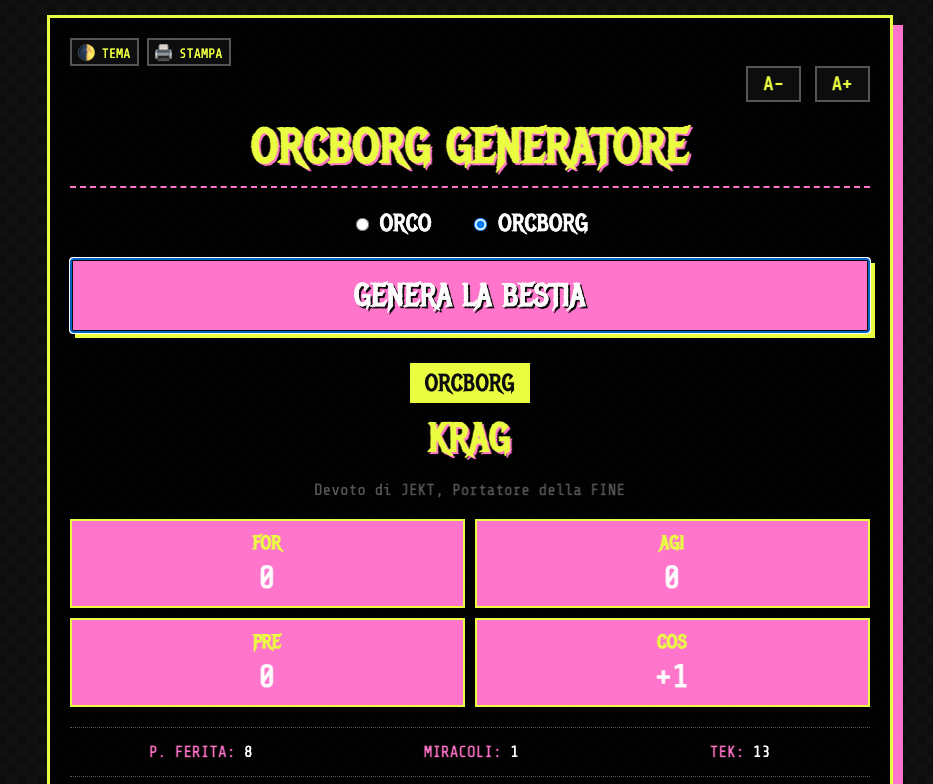 Screenshot 2 for Orc Borg - Generatore Schede Personaggio ITA