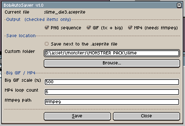 Screenshot 3 for BobAutoSaver for Aseprite