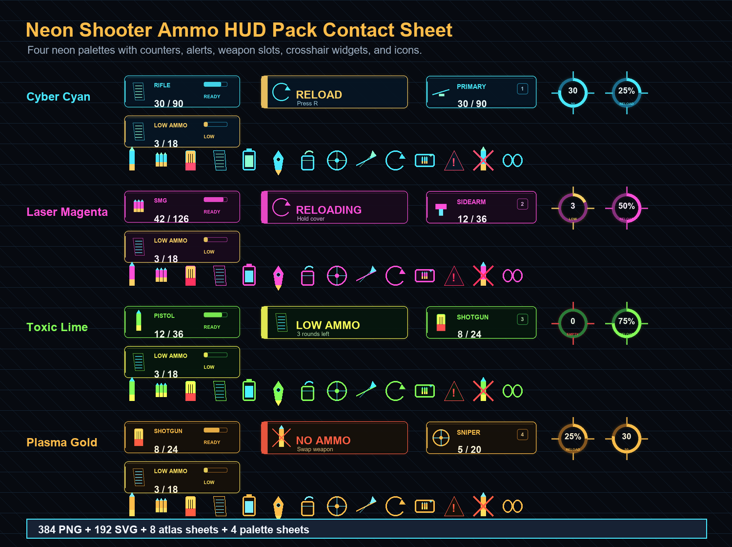 Neon Shooter Ammo HUD Pack by Template Foundry