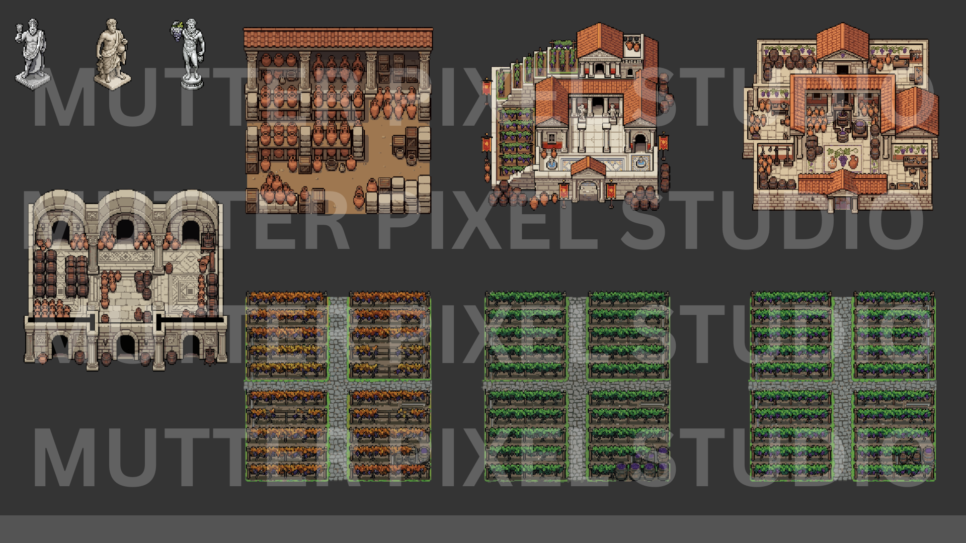 Roman Vineyards & Wineries – Pixel Art Assets by MutterPixel Studio
