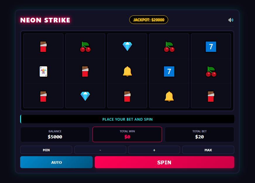 NEON STRIKE – HTML5 Slot Machine Source Code by bilipur