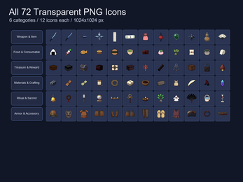 Japanese RPG Icon Asset Starter Bundle - 72 Transparent PNG Set by ...