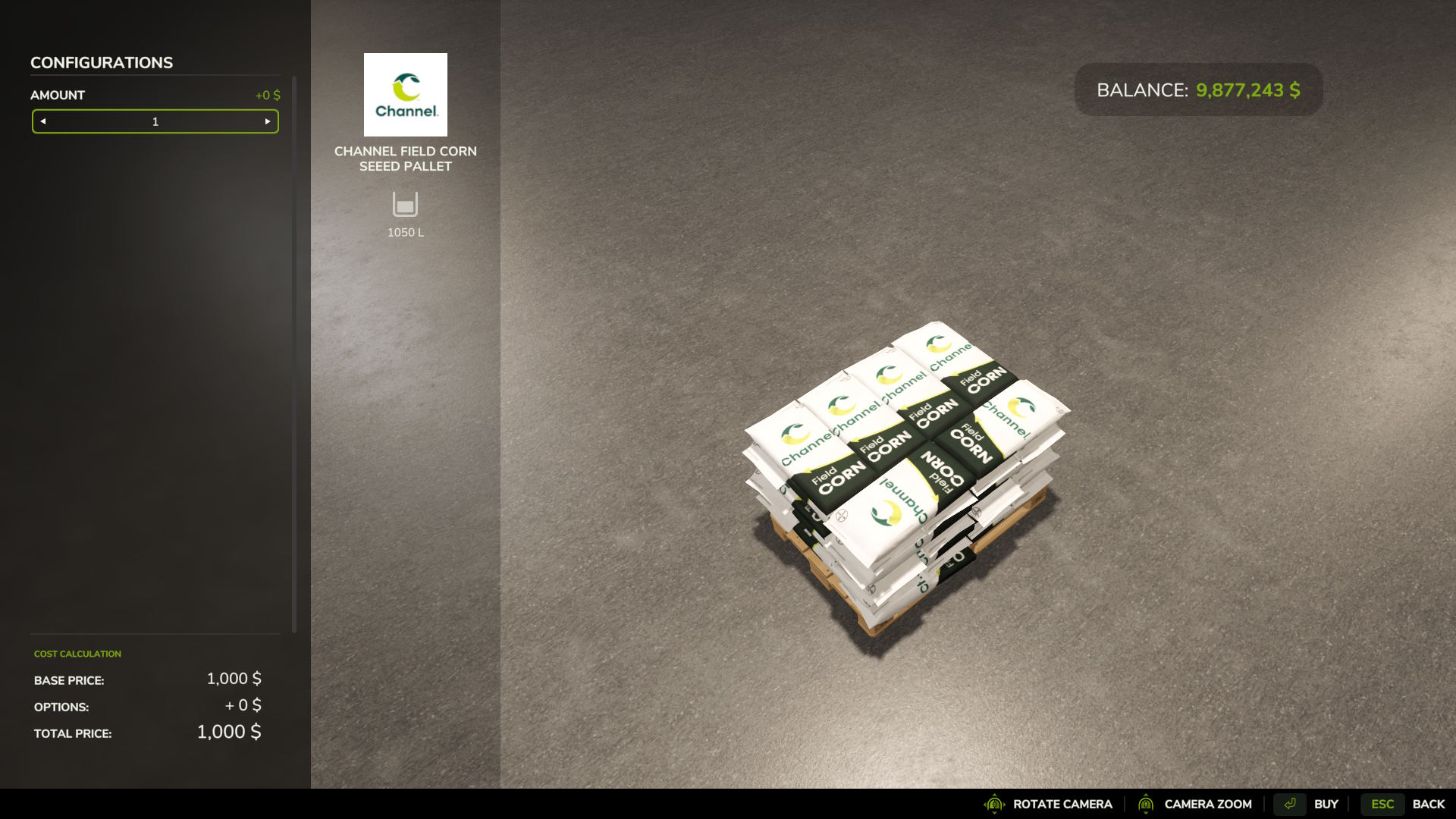 Screenshot 3 for FS25 Channel Field Corn Seed Pallet