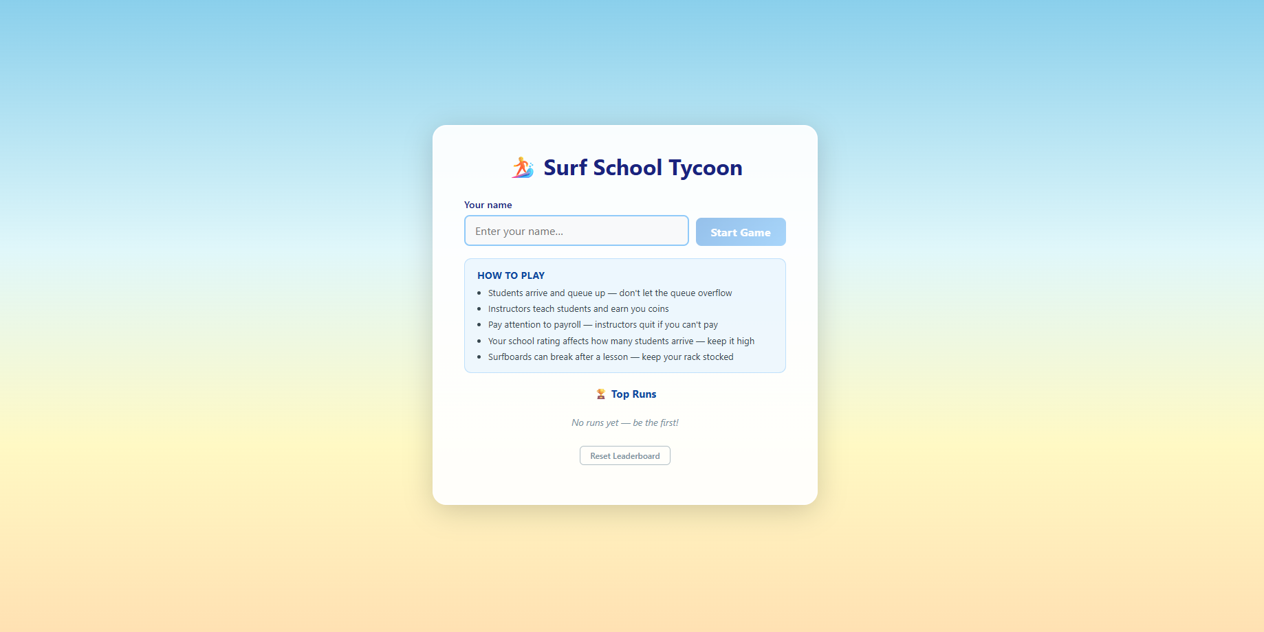Screenshot 2 for Surf School Tycoon