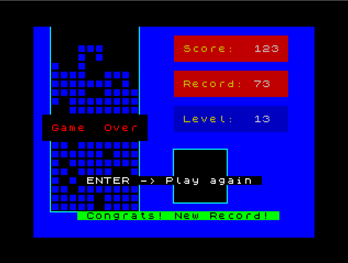 Captura de pantalla de Tetris Clon ZX Basic Boriel