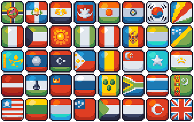 Pixel Art Flags of The World by Reff Pixels