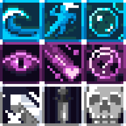 Free Pixel Art Ability / Power Icons 16x16 (90+) by jfranciPX