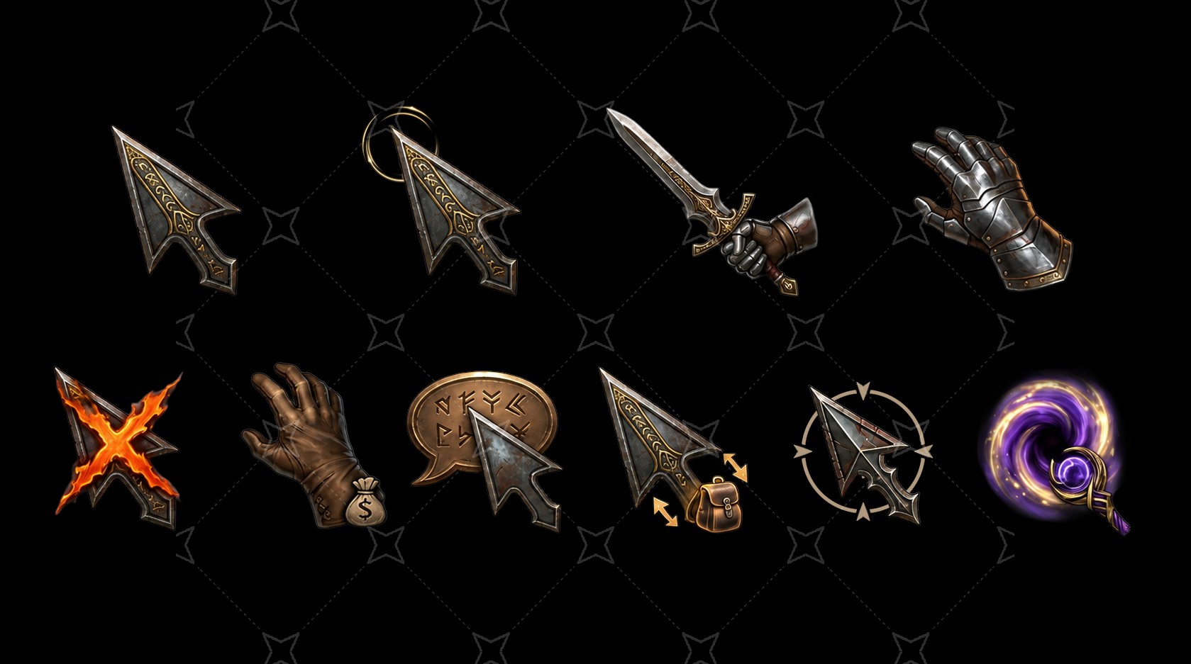 Dark Fantasy RPG Cursor Pack - PNG by ZSS Game Lab