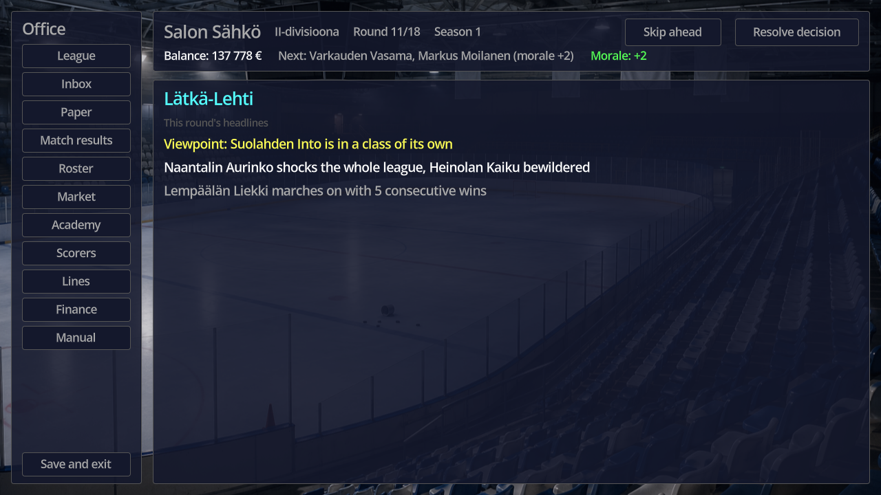 Screenshot 4 for Kaukalo Hockey Manager
