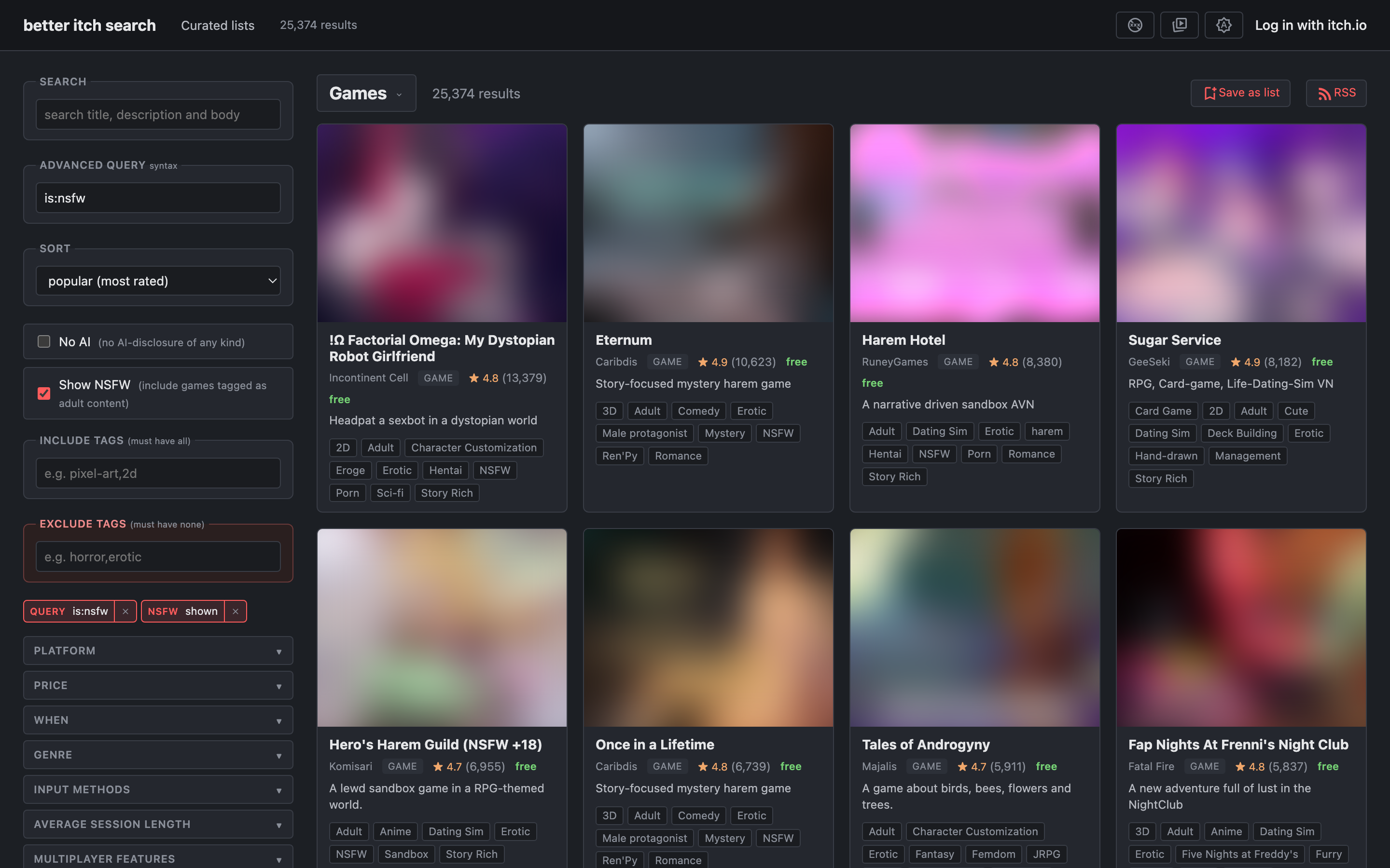 Screenshot 5 for Better Itch Search