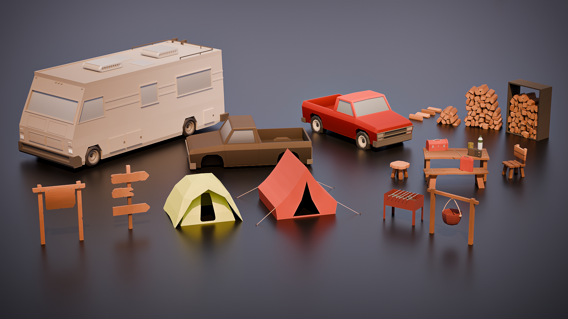 Camping Items Update - Low Poly Nature Asset Pack by Chromoxi