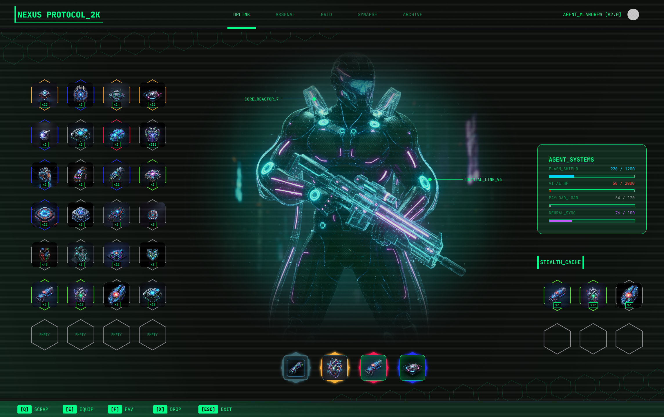 NEXUS PROTOCOL 2X — Sci-Fi Inventory UI Kit by Benjamin Canisius