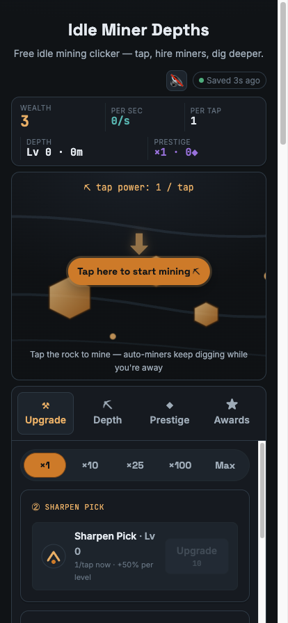 Screenshot 2 for Idle Miner Depths
