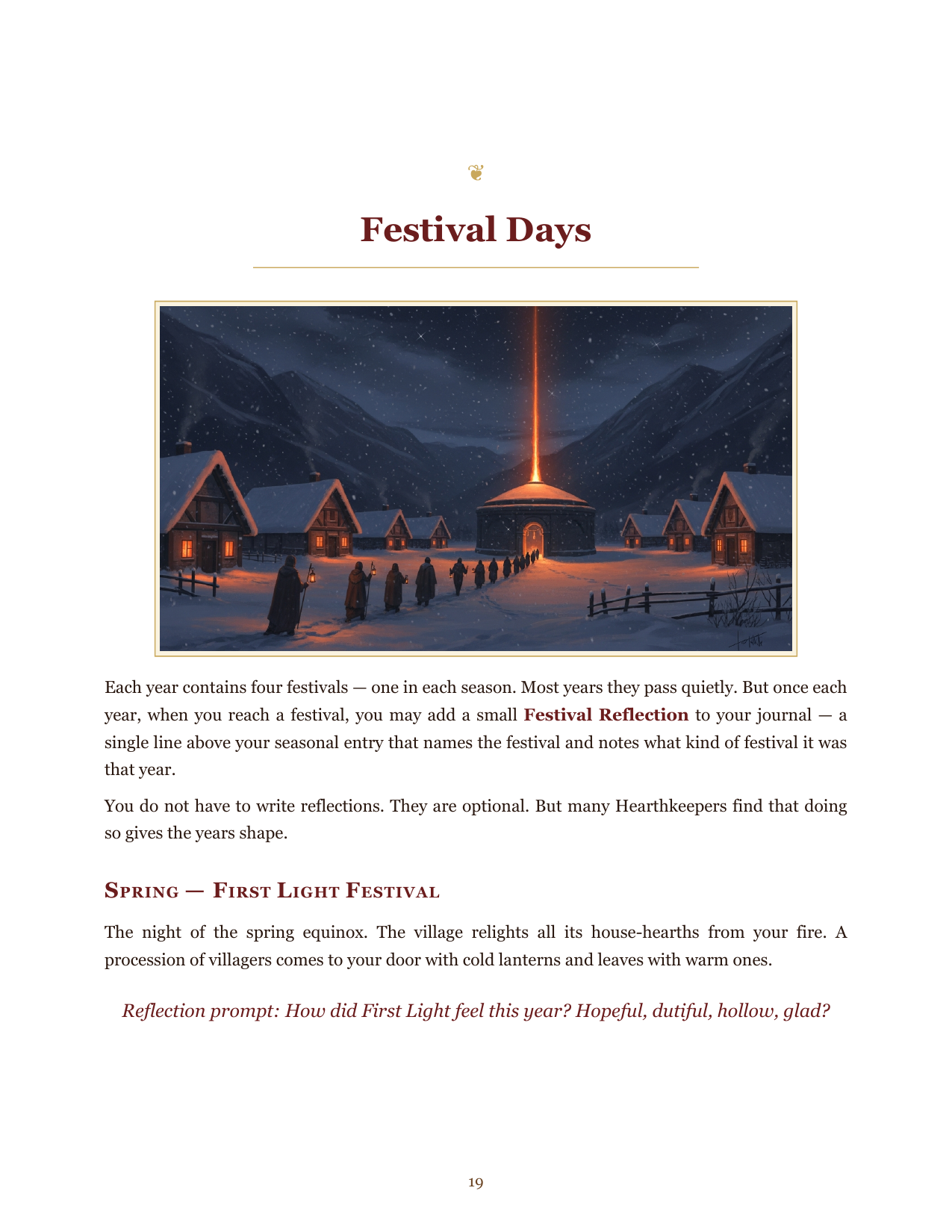 Screenshot 3 for The Hearthkeeper — A Solo Journaling RPG of Duty, Memory, and Slow Winters