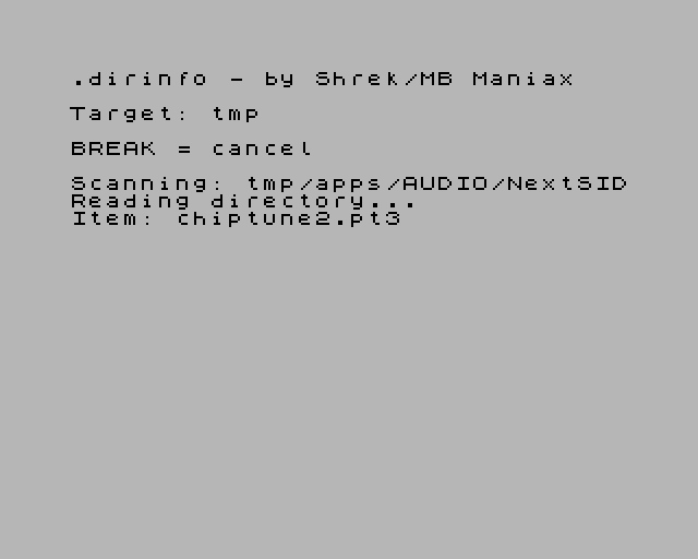 dirinfo: NextZXOS dot command for ZX Spectrum Next by shrek128